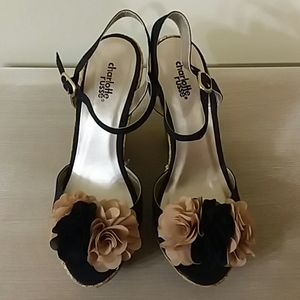 Charlotte Russe Black Strap Platform Wedge